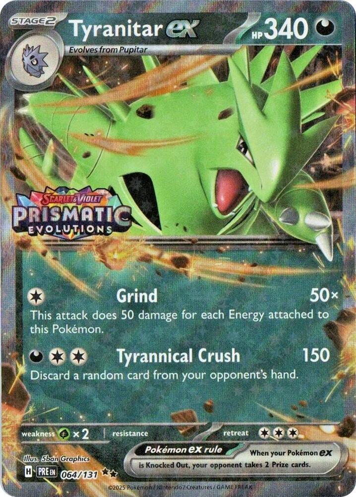 Tyranitar ex (Prismatic Evolutions Stamp) 064/131 card from Miscellaneous Cards & Products