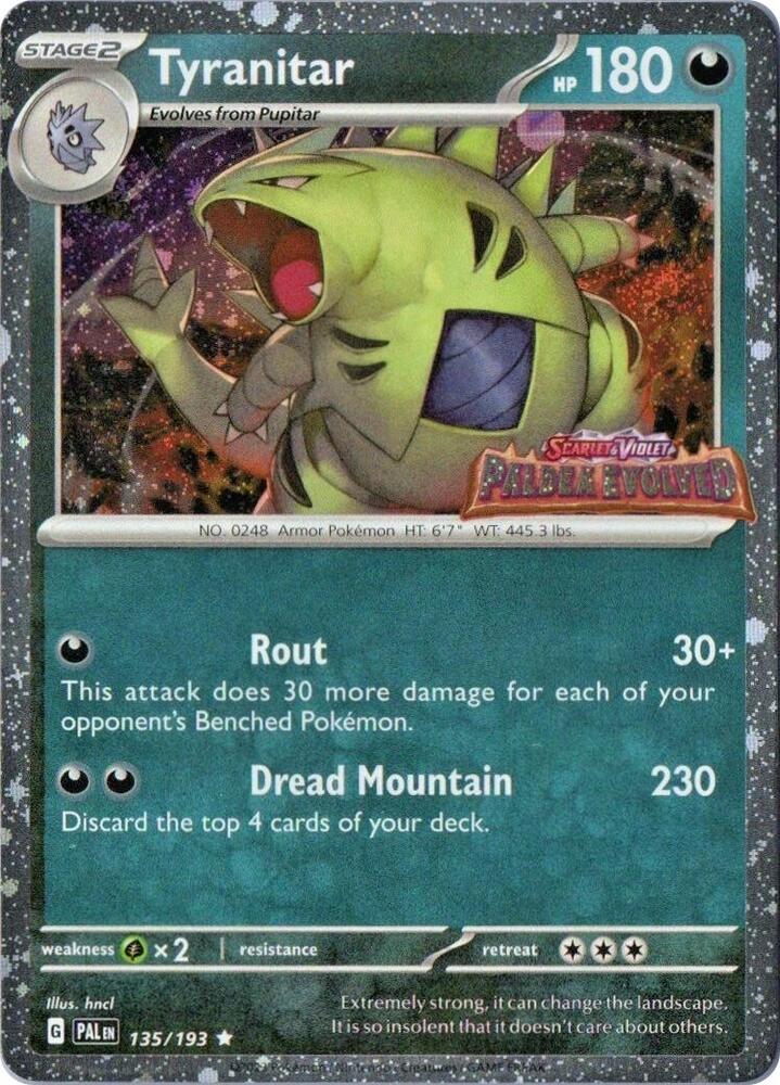 Tyranitar (Paldea Evolved Stamp) 135/193 card from Miscellaneous Cards & Products