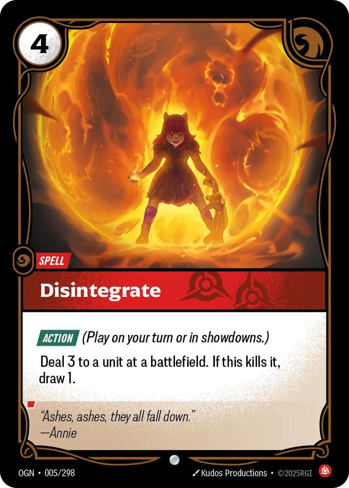 Disintegrate 005/298 card from Origins