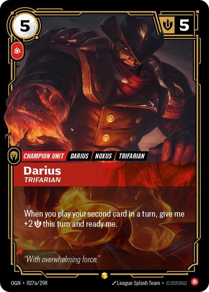 Darius - Trifarian (Alternate Art) 027a/298 card from Origins
