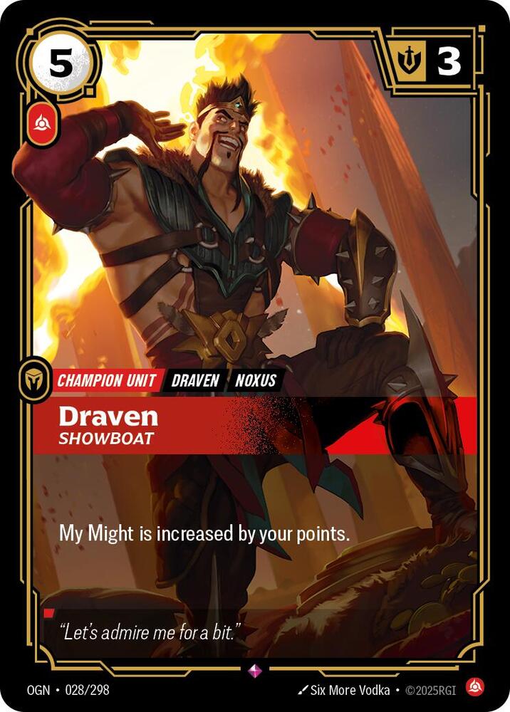 Draven - Showboat 028/298 card from Origins