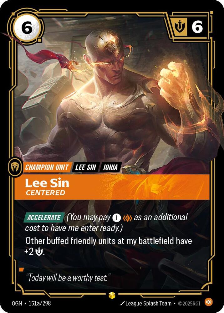 Lee Sin - Centered (Alternate Art) 151a/298 card from Origins