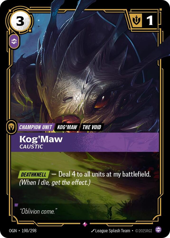 Kog'Maw - Caustic 190/298 card from Origins