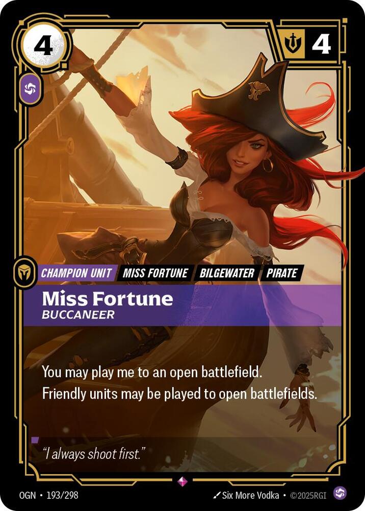 Miss Fortune - Buccaneer 193/298 card from Origins