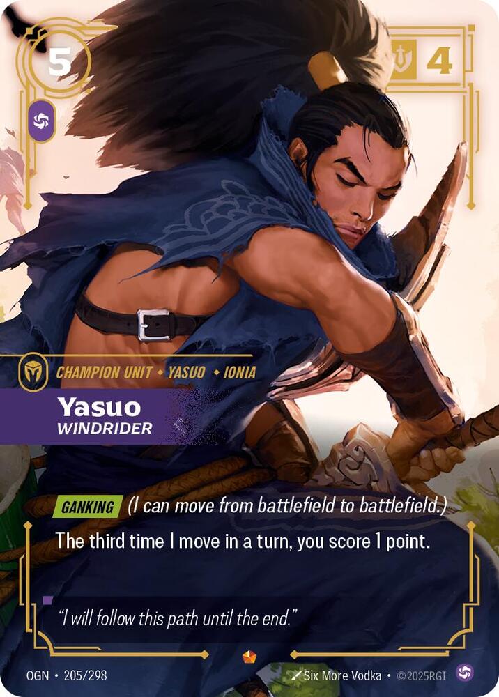 Yasuo - Windrider 205/298 card from Origins