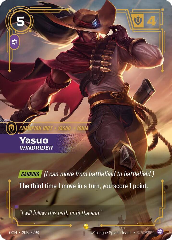 Yasuo - Windrider (Alternate Art) 205a/298 card from Origins