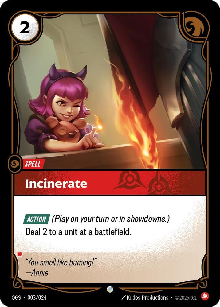 Incinerate 003/024 card from Origins: Proving Grounds