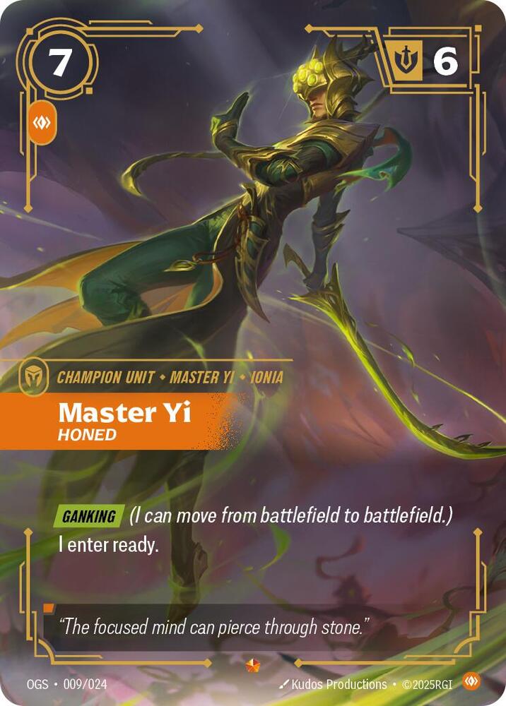 Master Yi - Honed 009/024 card from Origins: Proving Grounds