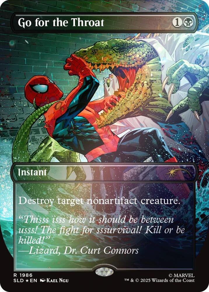 Go for the Throat (Rainbow Foil) 1986 card from Secret Lair Drop Series