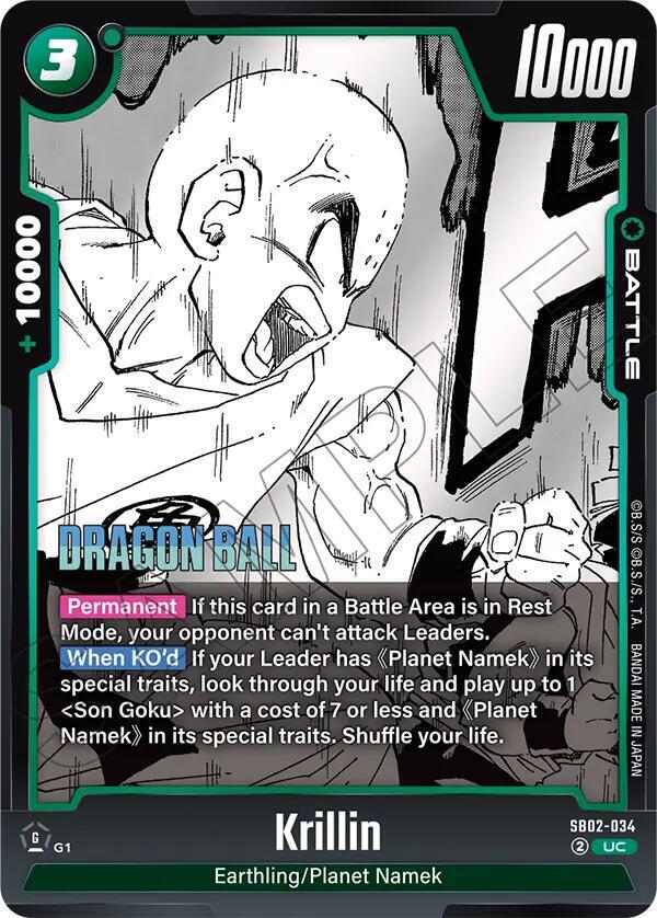 Krillin SB02-034 card from Manga Booster 02
