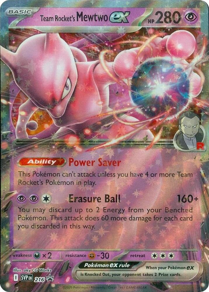 Team Rocket's Mewtwo ex 216 card from SV: Scarlet & Violet Promo Cards