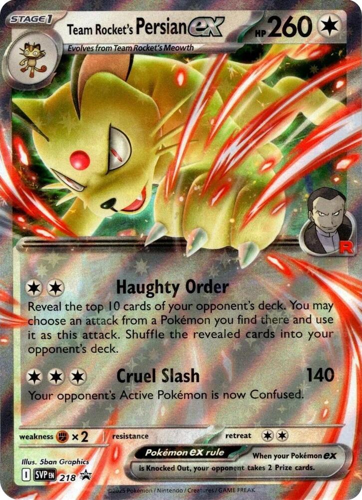 Team Rocket's Persian ex 218 card from SV: Scarlet & Violet Promo Cards