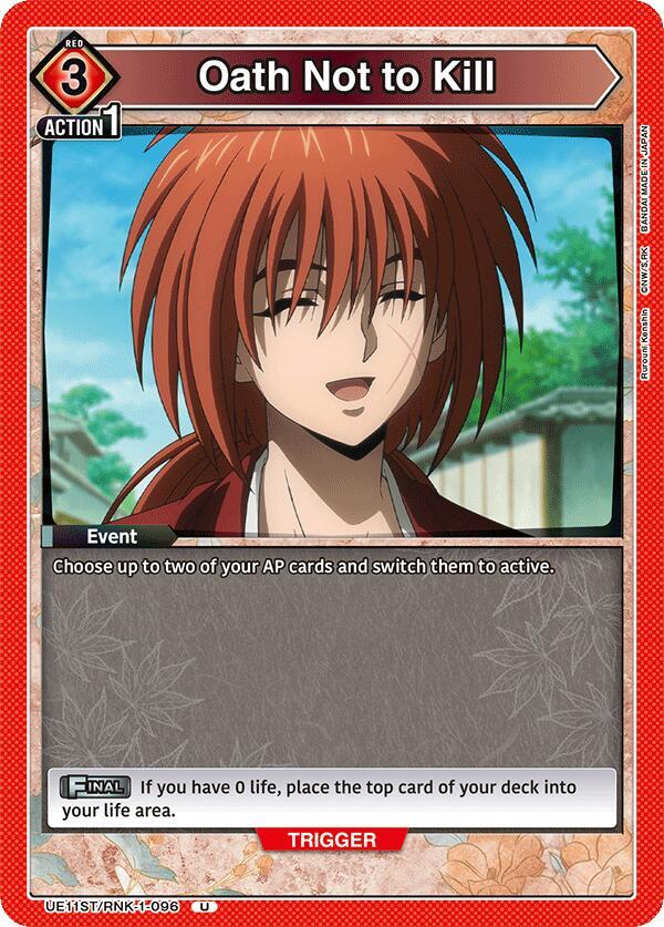 Oath Not to Kill UE11ST/RNK-1-096 card from UE11ST: Rurouni Kenshin Starter Deck