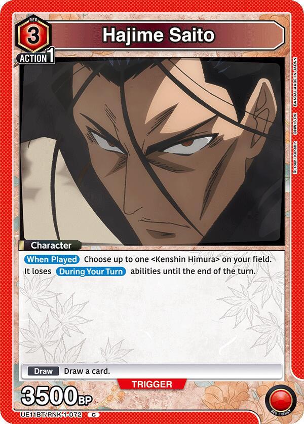 Hajime Saito UE11BT/RNK-1-072 card from UE11BT: Rurouni Kenshin