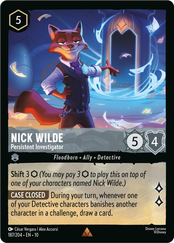 Nick Wilde - Persistent Investigator 187/204 card from Whispers in the Well