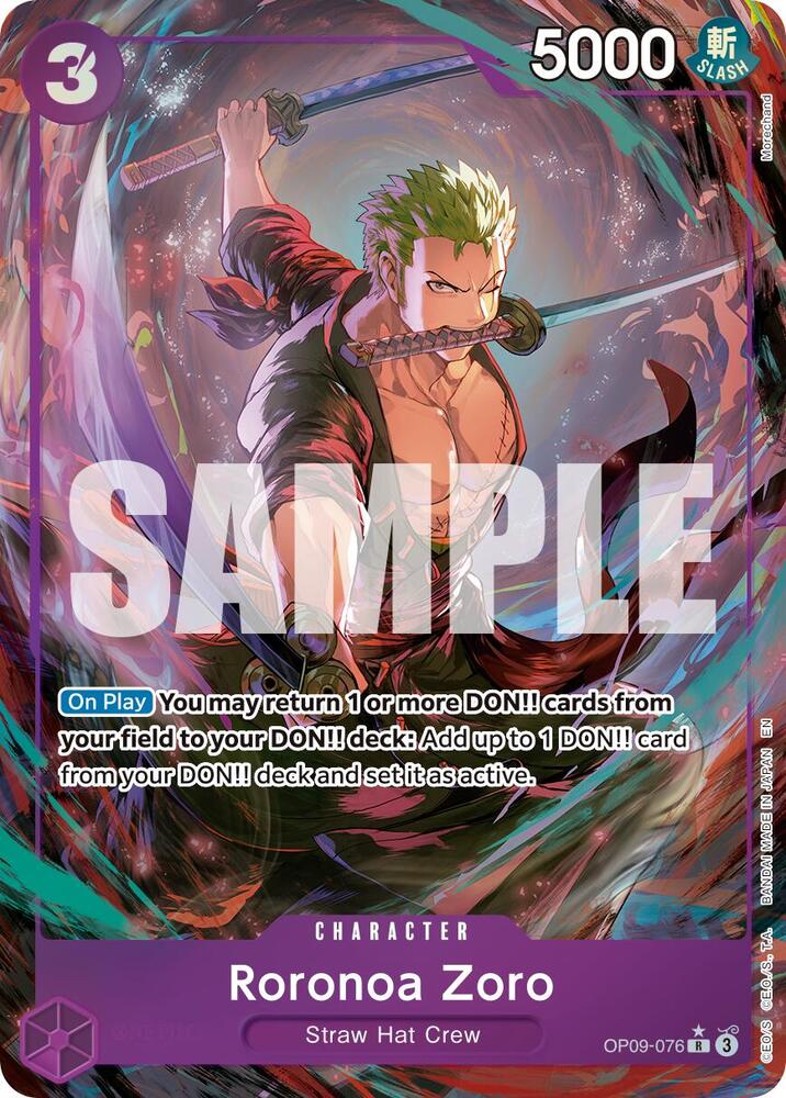 Roronoa Zoro (Alternate Art) OP09-076 card from Premium Booster -The Best- Vol. 2