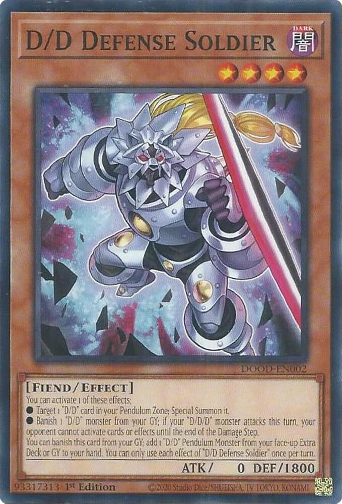 D/D Defense Soldier DOOD-EN002 card from Doom of Dimensions