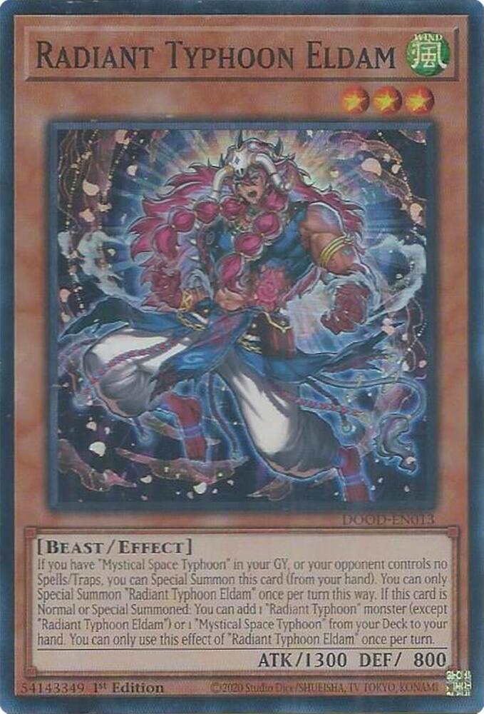 Radiant Typhoon Eldam DOOD-EN013 card from Doom of Dimensions