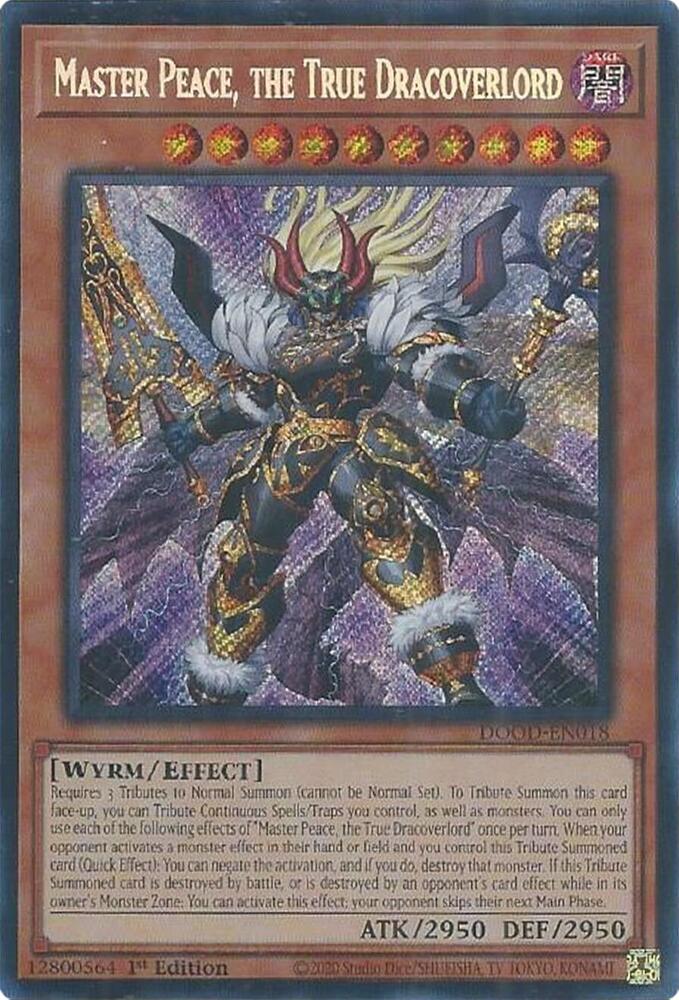 Master Peace, the True Dracoverlord DOOD-EN018 card from Doom of Dimensions
