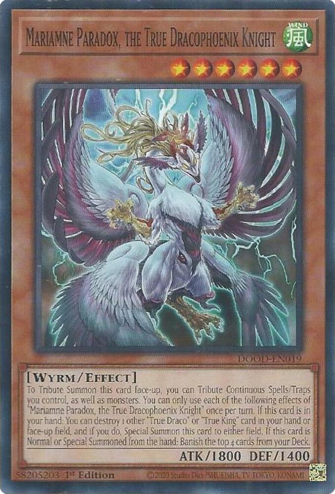 Mariamne Paradox, the True Dracophoenix Knight DOOD-EN019 card from Doom of Dimensions