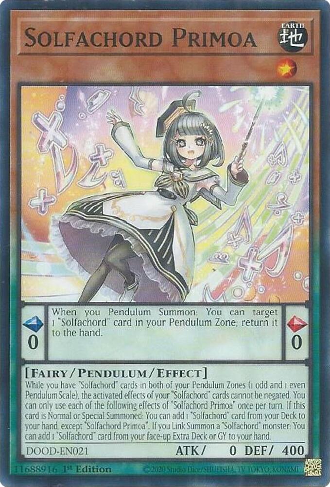 Solfachord Primoa DOOD-EN021 card from Doom of Dimensions