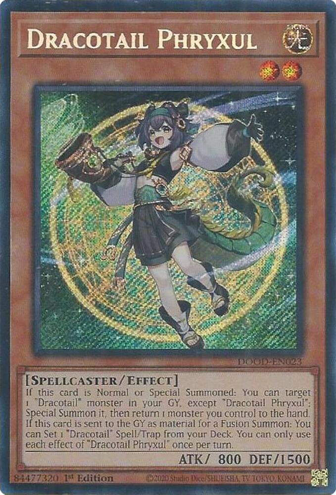 Dracotail Phryxul DOOD-EN023 card from Doom of Dimensions