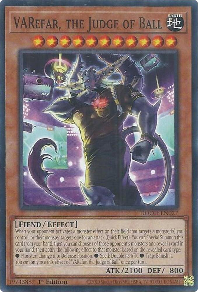 VARefar, the Judge of Ball DOOD-EN027 card from Doom of Dimensions