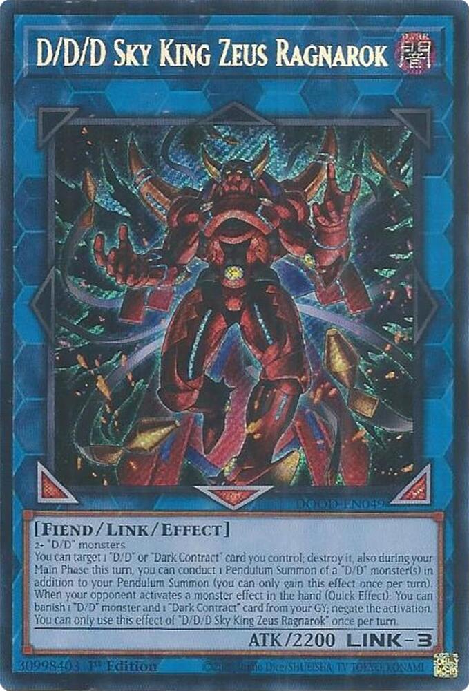 D/D/D Sky King Zeus Ragnarok DOOD-EN049 card from Doom of Dimensions