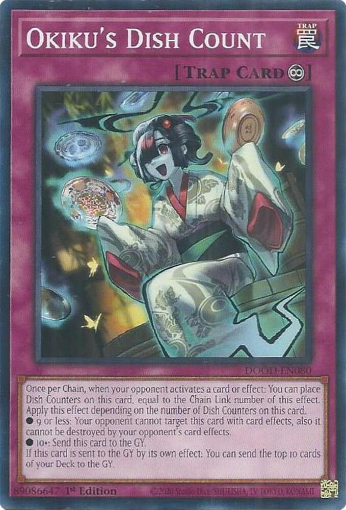 Okiku's Dish Count DOOD-EN080 card from Doom of Dimensions