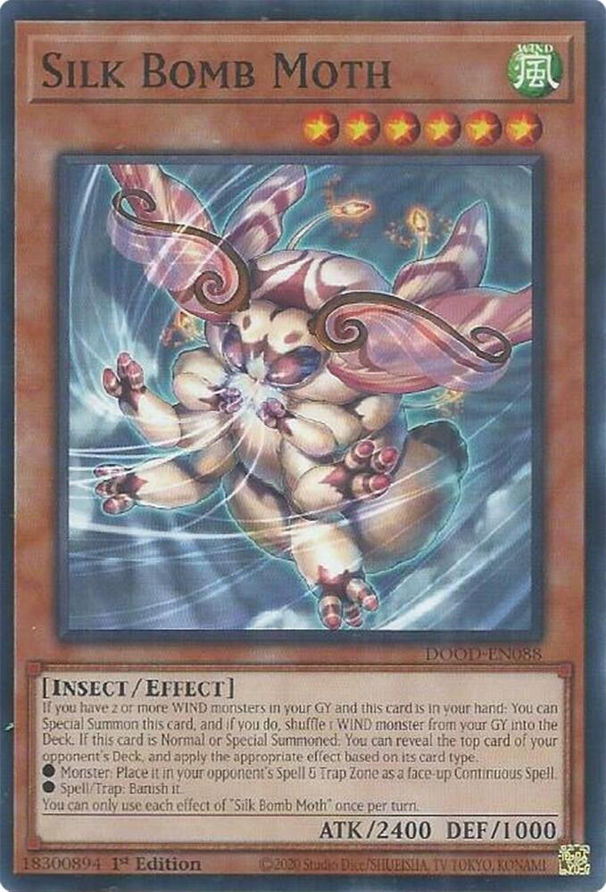 Silk Bomb Moth DOOD-EN088 card from Doom of Dimensions