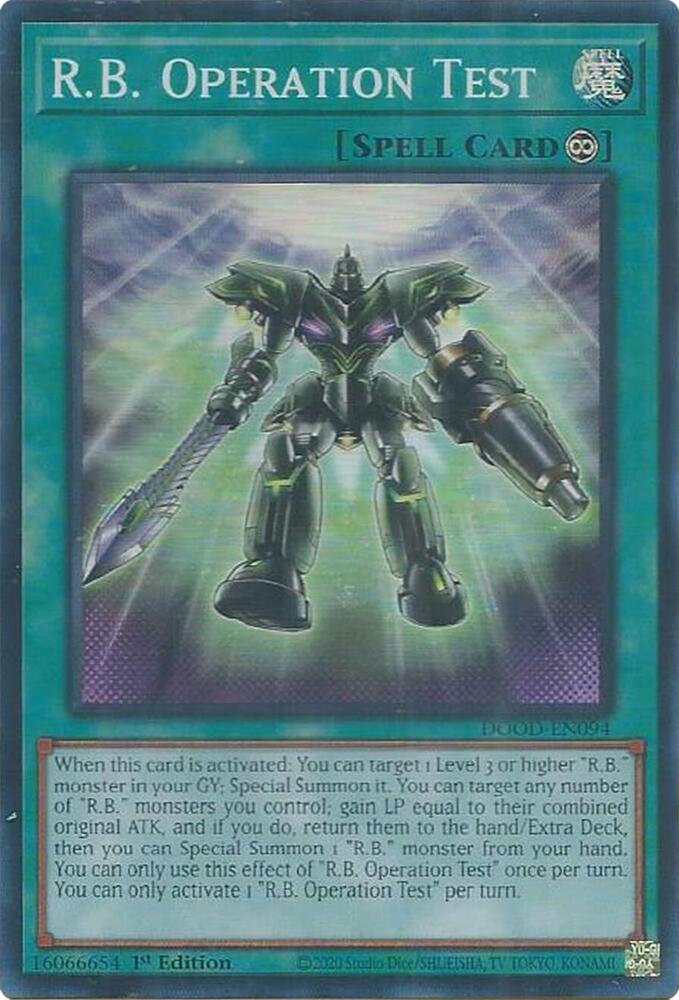 R.B. Operation Test DOOD-EN094 card from Doom of Dimensions