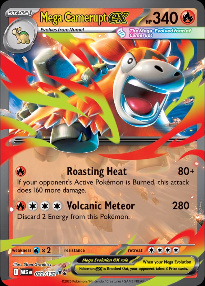 Mega Camerupt ex 022/132 card from ME01: Mega Evolution