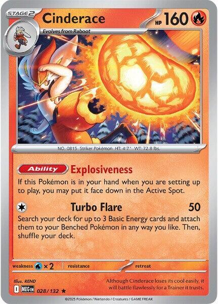 Cinderace 028/132 card from ME01: Mega Evolution
