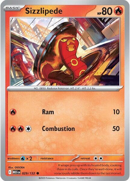 Sizzlipede 029/132 card from ME01: Mega Evolution