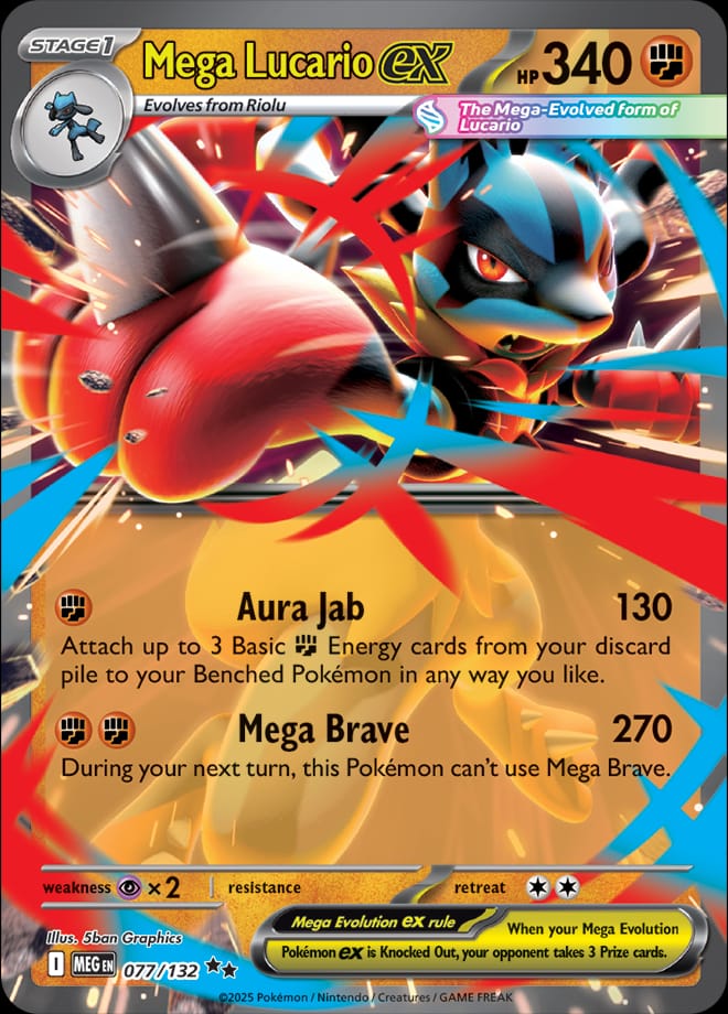 Mega Lucario ex 077/132 card from ME01: Mega Evolution