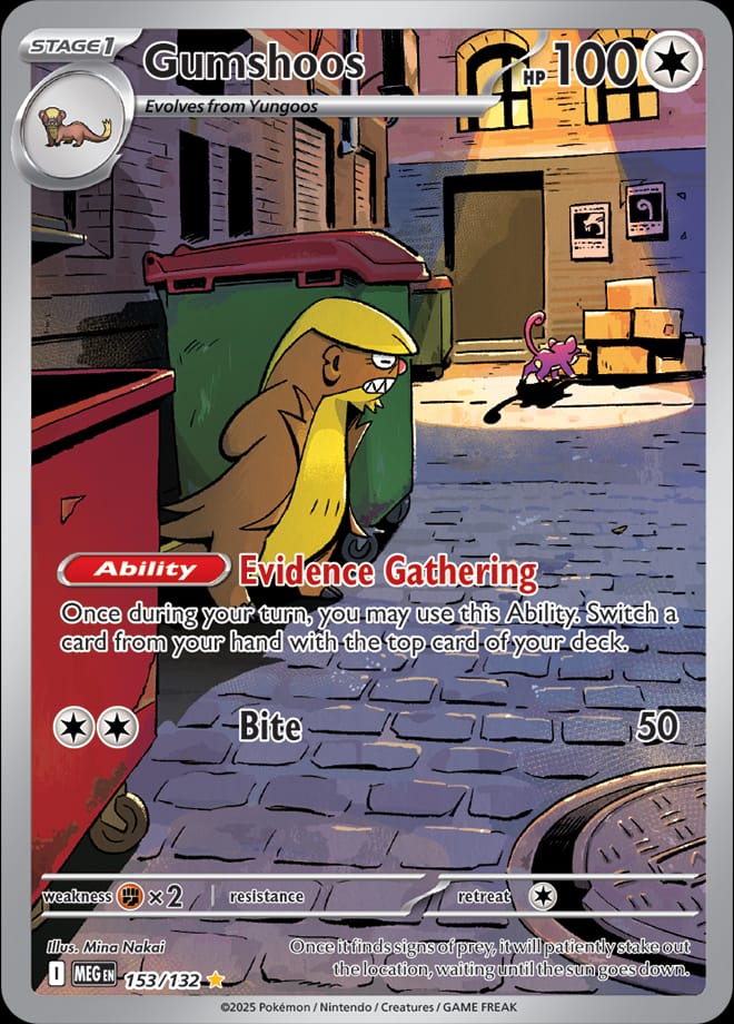 Gumshoos 153/132 card from ME01: Mega Evolution