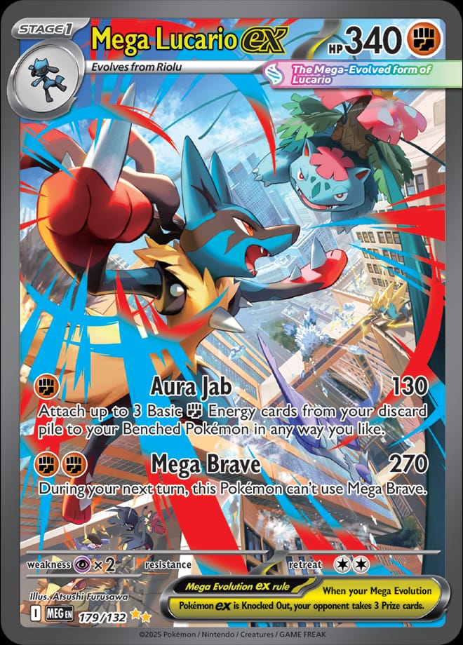 Mega Lucario ex 179/132 card from ME01: Mega Evolution