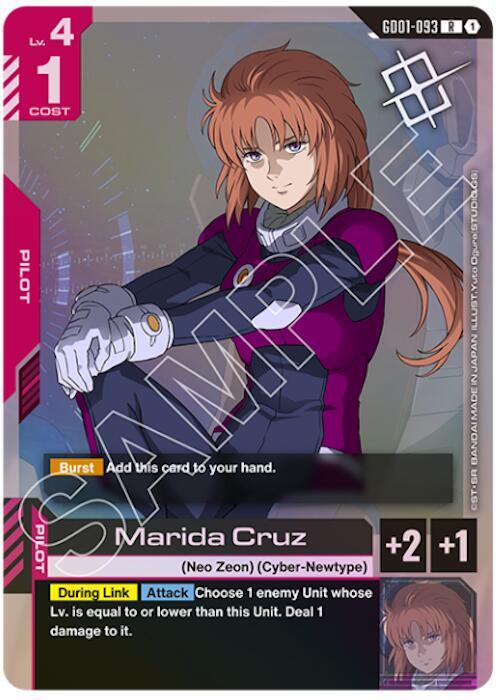 Marida Cruz (Judge Pack 01) GD01-093 card from Gundam Promotional Cards