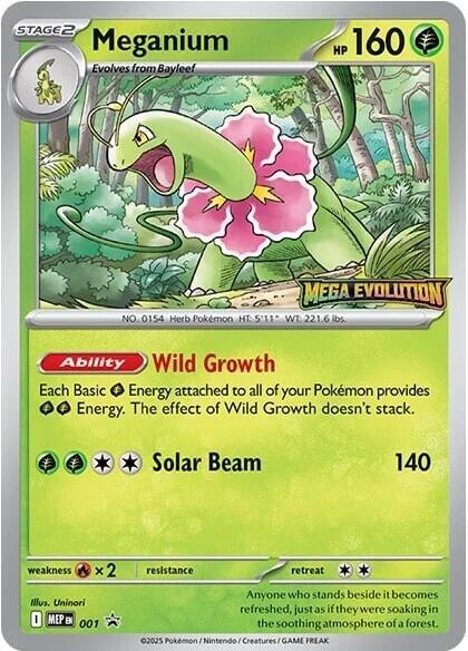 Meganium 001 card from ME: Mega Evolution Promo