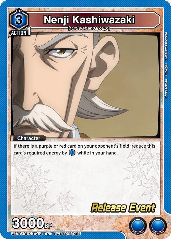 Nenji Kashiwazaki UEPR/RNK-1-012 card from UE11BT: Rurouni Kenshin Release Event Cards