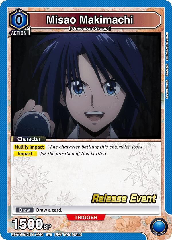 Misao Makimachi UEPR/RNK-1-022 card from UE11BT: Rurouni Kenshin Release Event Cards