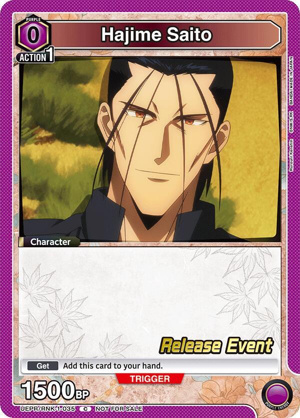Hajime Saito UEPR/RNK-1-035 card from UE11BT: Rurouni Kenshin Release Event Cards