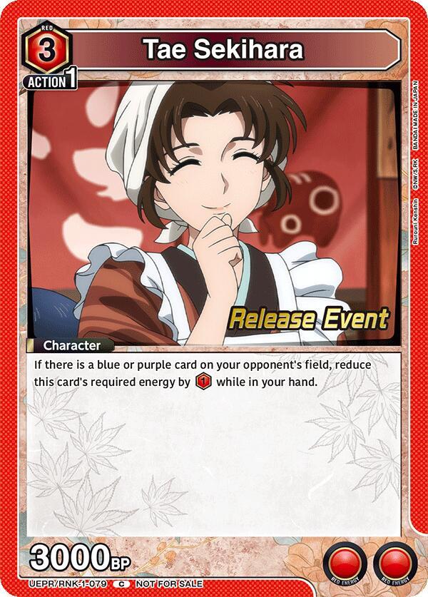 Tae Sekihara UEPR/RNK-1-079 card from UE11BT: Rurouni Kenshin Release Event Cards