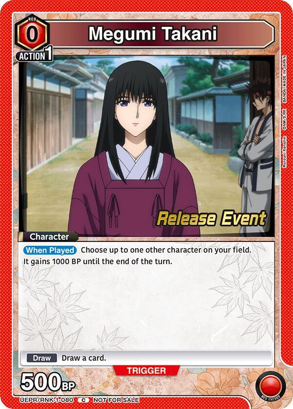 Megumi Takani UEPR/RNK-1-080 card from UE11BT: Rurouni Kenshin Release Event Cards