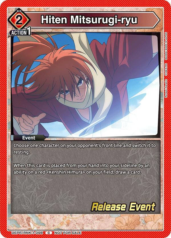 Hiten Mitsurugi-ryu UEPR/RNK-1-098 card from UE11BT: Rurouni Kenshin Release Event Cards