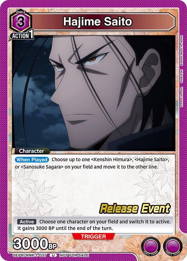 Hajime Saito UEPR/RNK-1-037 card from UE11BT: Rurouni Kenshin Release Event Cards