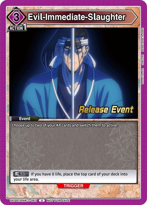 Evil-Immediate-Slaughter UEPR/RNK-1-063 card from UE11BT: Rurouni Kenshin Release Event Cards