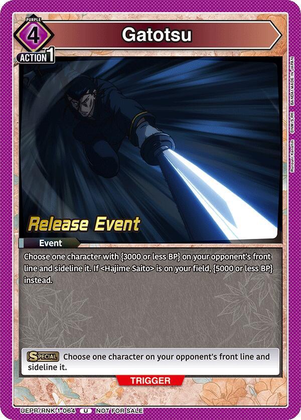 Gatotsu UEPR/RNK-1-064 card from UE11BT: Rurouni Kenshin Release Event Cards