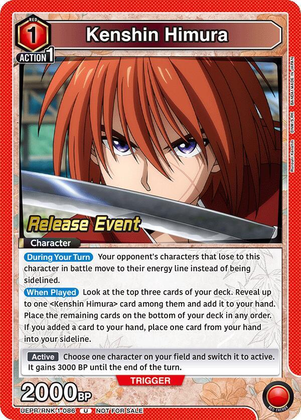 Kenshin Himura UEPR/RNK-1-086 card from UE11BT: Rurouni Kenshin Release Event Cards