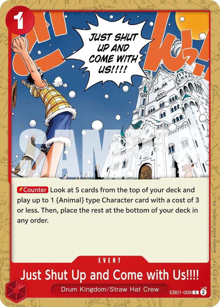 Just Shut Up and Come with Us!!!! (Reprint) EB01-009 card from Premium Booster -The Best- Vol. 2